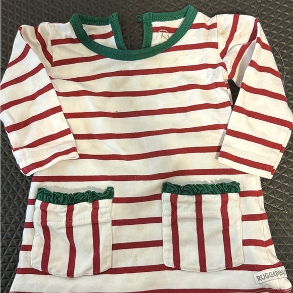 Ruffle Butts Red and Green Striped Kids Nightgown - Picture 1 of 3